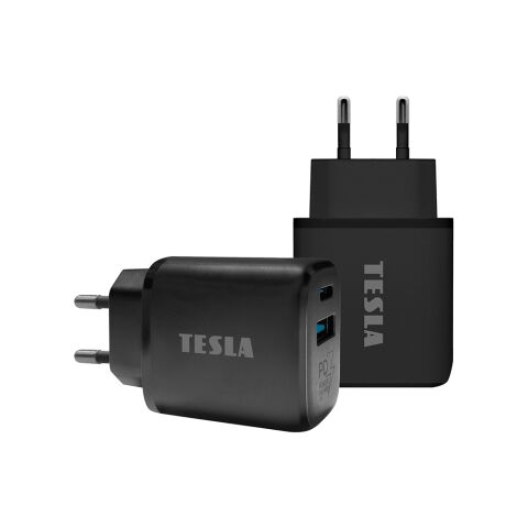 TESLA Power Charger T220 - podwójna szybka ładowarka 25 W PD 3.0/PPS (czarny kolor)